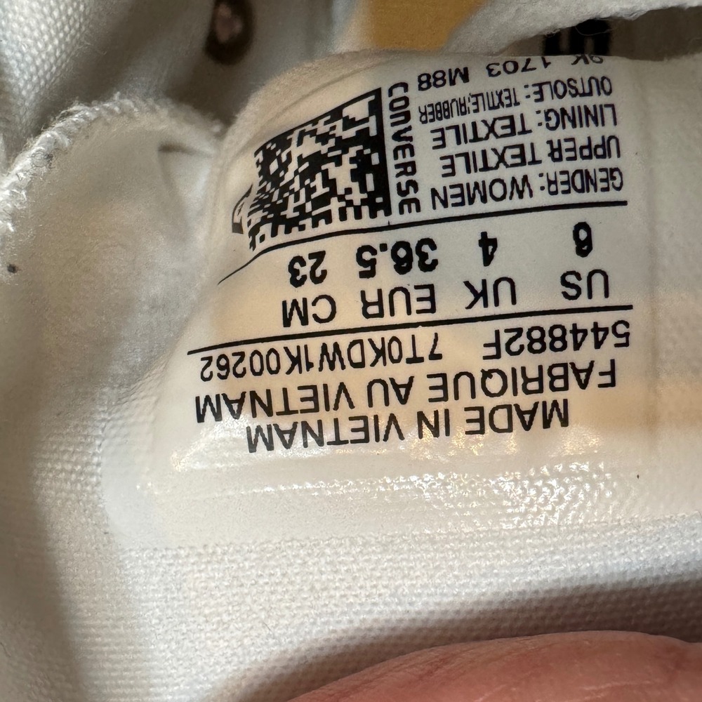 Converse All Star White Studded High Top Sneakers Kids / Jrs 4 or Womens 6 - Picture 6 of 10